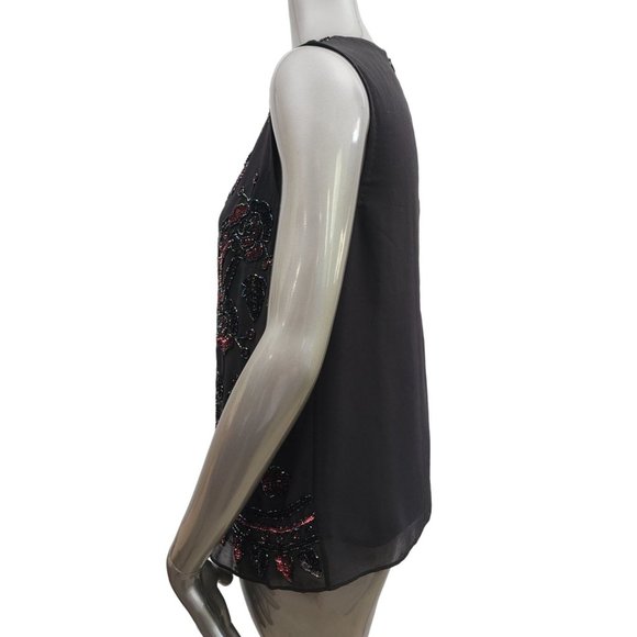 Needle & Thread Black Sequin Blouse Top Beaded Metallic Embellished Sleeveless 6 - Picture 4 of 8